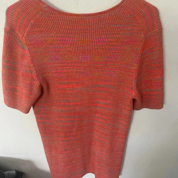 Anthropologie Moth short sleeve top scoop neckline striped orange blouse - Picture 4 of 6
